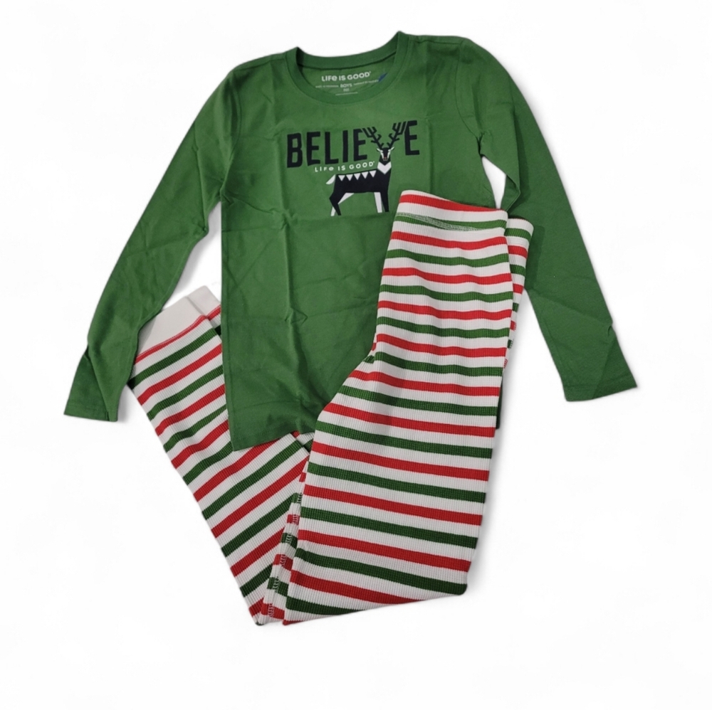 Life Is Good Kids Reindeer Pajama Set NWT Size 12